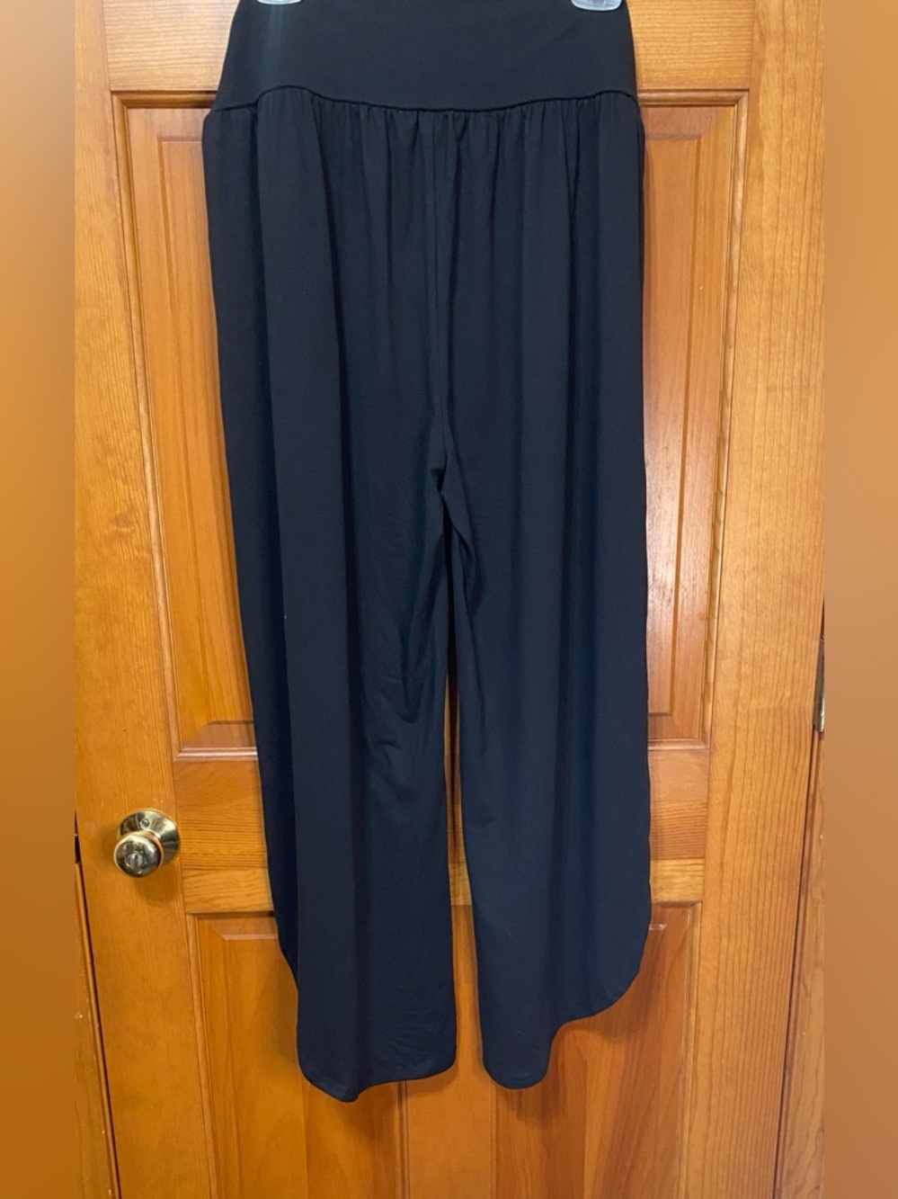 NWOT Tarse Plus Size Asymmetrical Black Wide-Leg Split Hem Pants - Picture 3 of 6